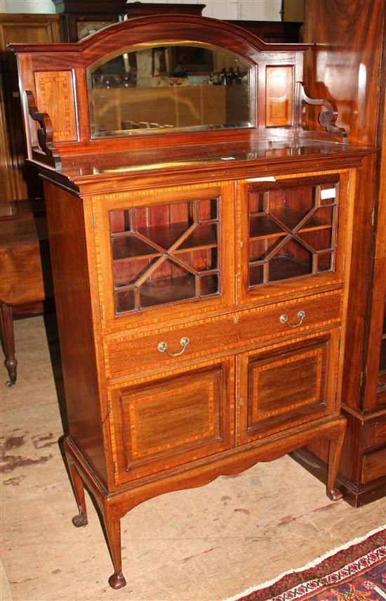 Edwardian inlaid mahogany glazed cabinet
